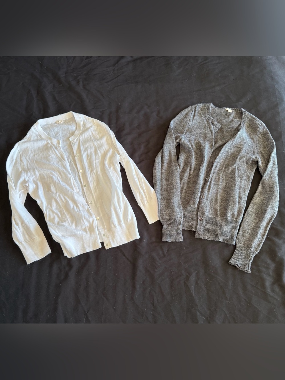 Lot of 2 J. Crew Cardigan Button Up Sweater Grey and White Women’s Size XS/Small